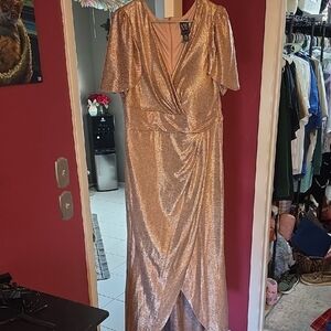 City Chic Metallic Gold Wrap Maxi Dress